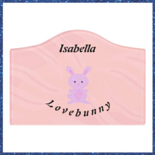 Cute Pink Bunny Kids Door Sign