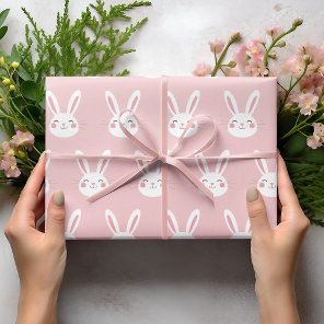 Cute Pink Bunny Kids Easter  Wrapping Paper