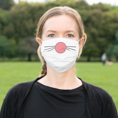 Cute Pink Bunny Nose Adult Cloth Face Mask