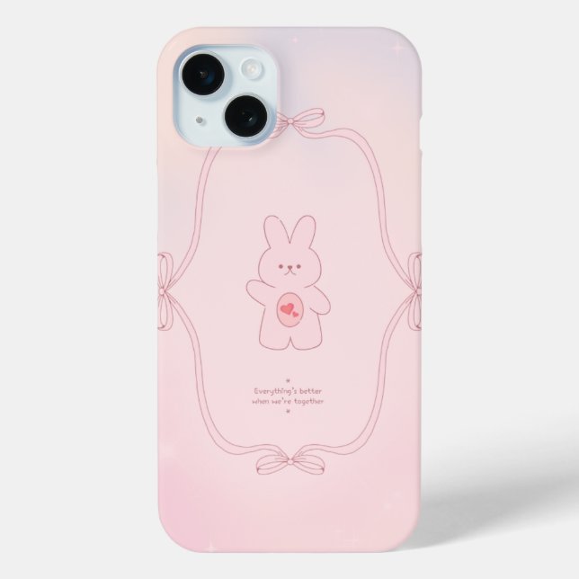 cute pink bunny phone case (Back)