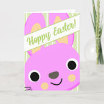 Cute Pink Bunny Rabbit Hoppy Easter  Holiday Card