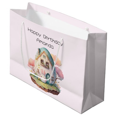 Cute Pink Bunny Rabbit Kawaii Style Birthday Large Gift Bag