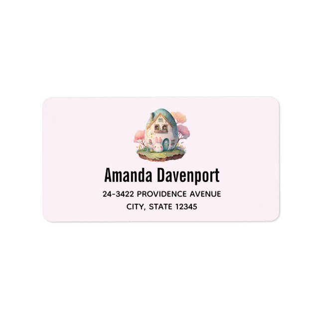 Cute Pink Bunny Rabbit Kawaii Style Label (Front)