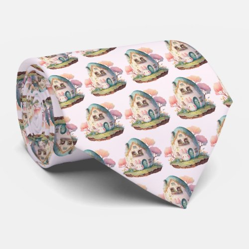 Cute Pink Bunny Rabbit Kawaii Style Pattern Neck Tie