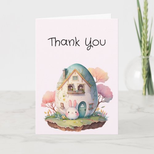 Cute Pink Bunny Rabbit Kawaii Style Thank You Card