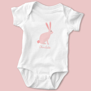 Cute Pink Bunny Rabbit Personalized Baby Bodysuit