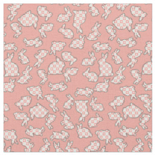 Cute Pink Bunny Rabbits Pattern Fabric