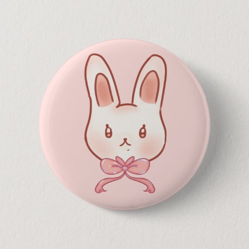 Cute Pink Bunny Ribbon Button Pin