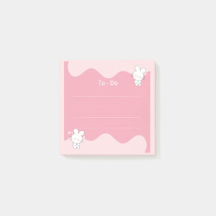 Cute Pink Bunny To Do List Post it Notes Notepad