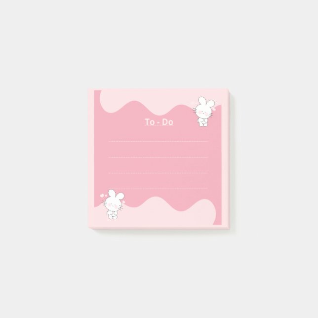 Cute Pink Bunny To Do List Post it Notes Notepad (Front)