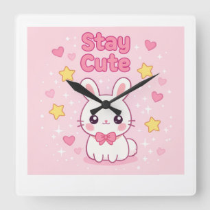 Cute Pink Bunny Wall Clock