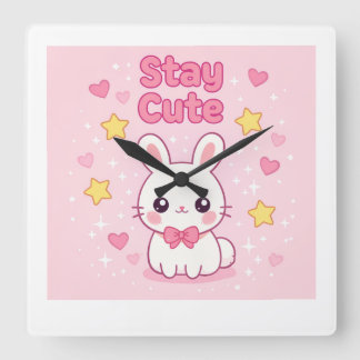 Cute Pink Bunny Wall Clock