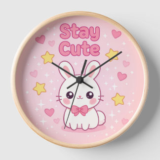 Cute Pink Bunny Wall Clock