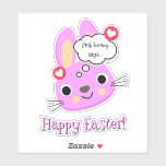 Cute Pink Bunny Your Text Happy Easter  Sticker