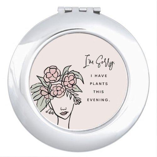 Cute Pink Busy with My Plants Floral Portrait Compact Mirror