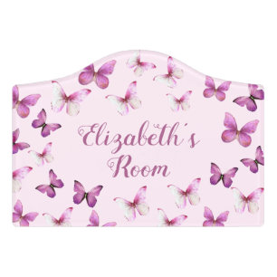 Cute Pink Butterflies Girl's Room or Nursery Door Sign