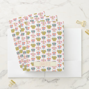 Cute Pink Butterflies Pattern Personalized Name Pocket Folder