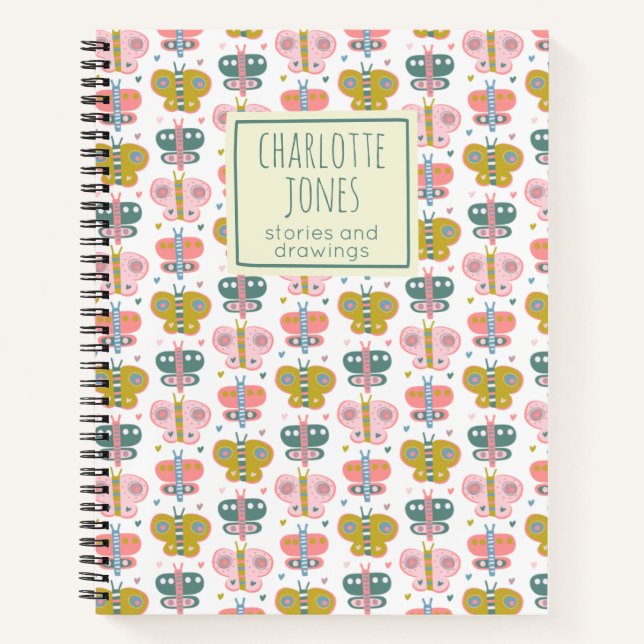 Cute Pink Butterflies Personalized Story Journal (Front)