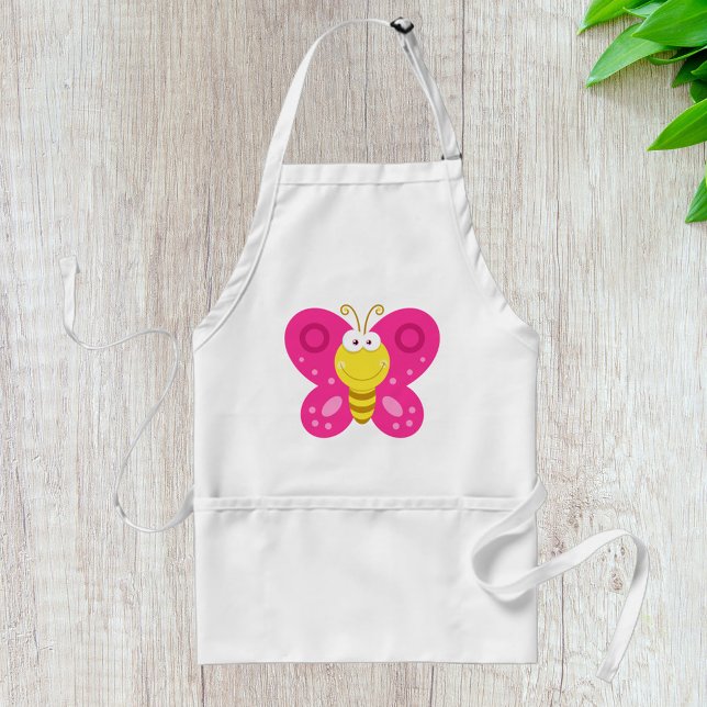 Cute Pink Butterfly Adult Apron (Creator Uploaded)