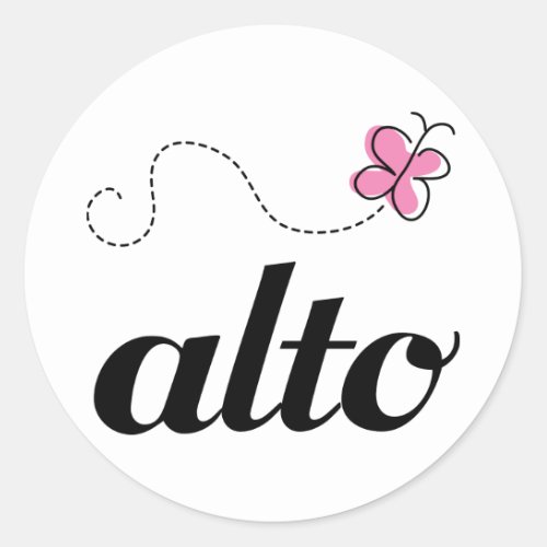 Cute Pink Butterfly Alto Singer Gift Classic Round Sticker