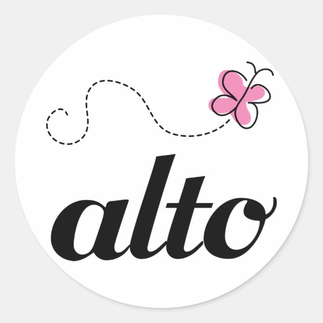 Cute Pink Butterfly Alto Singer Gift Classic Round Sticker (Front)