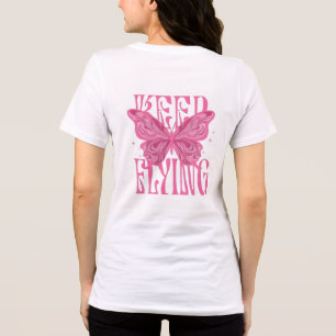 Cute Pink Butterfly Back Print Oversized Graphic T Tri-Blend Shirt