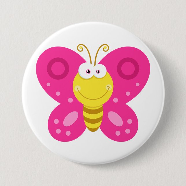 Cute Pink Butterfly Button (Front)