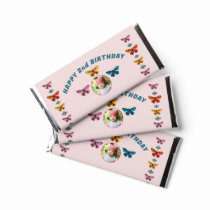 Cute Pink Butterfly Girl Birthday Party Photo Hershey Bar Favors