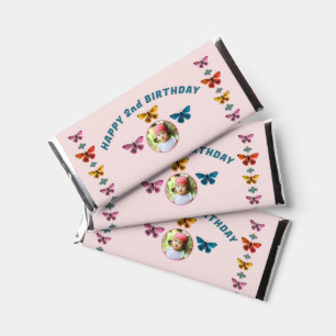 Cute Pink Butterfly Girl Birthday Party Photo Hershey Bar Favors