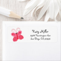 Cute Pink Butterfly Girls Address