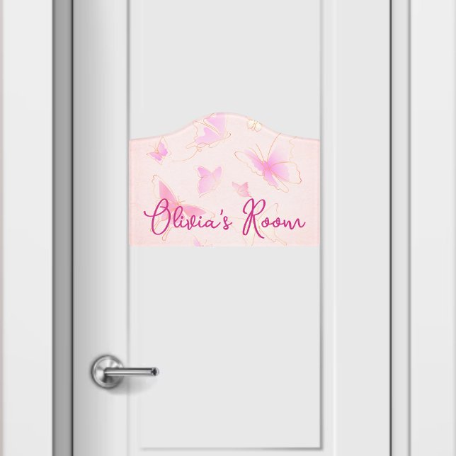 Cute Pink Butterfly Girls Room Door Sign (Creator Uploaded)