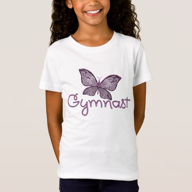 Cute Pink Butterfly Gymnast T-Shirt (Front)