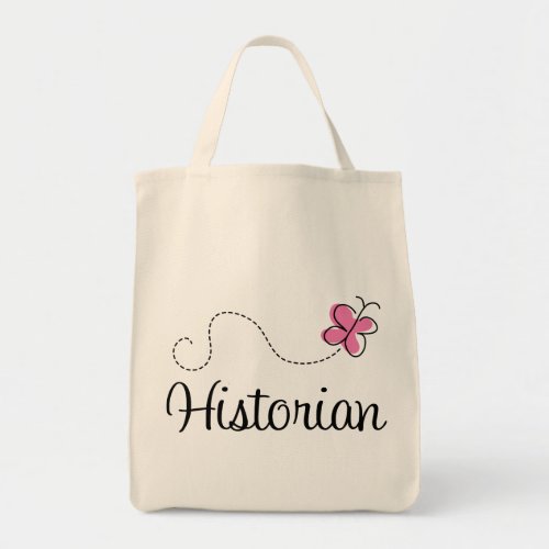 Cute Pink Butterfly Historian Tote Bag