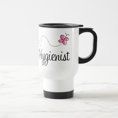Cute Pink Butterfly Hygienist Travel Mug