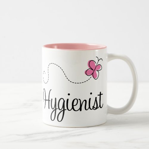 Cute Pink Butterfly Hygienist Two_Tone Coffee Mug