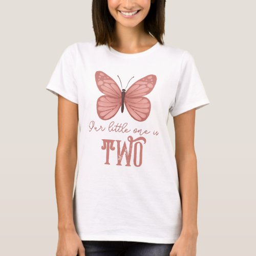 Cute Pink Butterfly Kids Birthday Parent T_Shirt