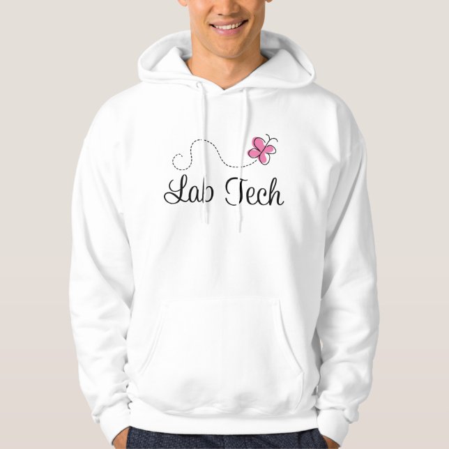 Cute Pink Butterfly Lab Tech Hoodie (Front)