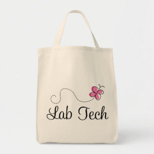 Cute Pink Butterfly Lab Tech Tote Bag