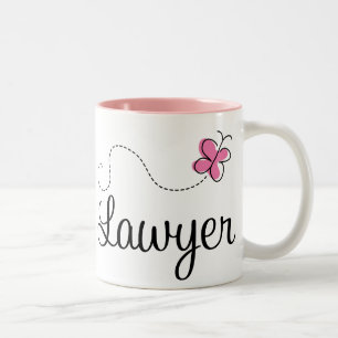Cute Pink Butterfly Lawyer Two-Tone Coffee Mug