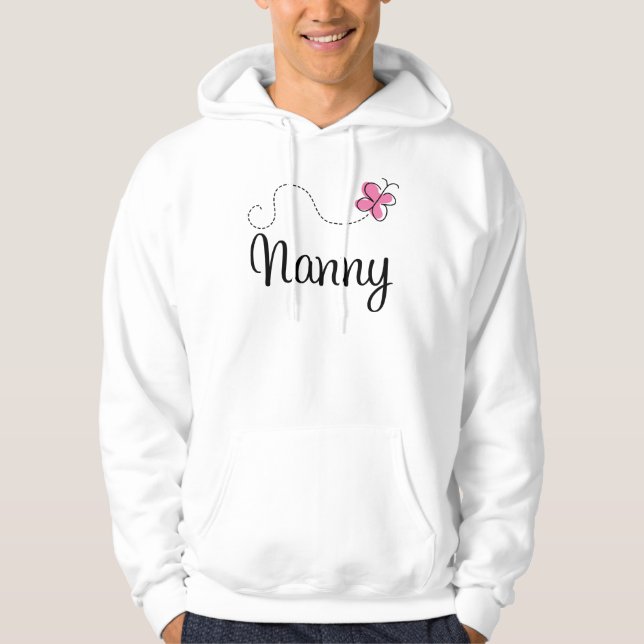 Cute Pink Butterfly Nanny Hoodie (Front)