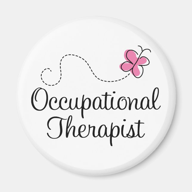 Cute Pink Butterfly Occupational Therapist Magnet (Front)
