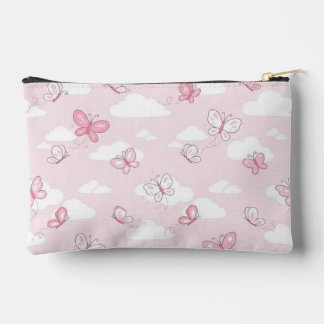 Cute Pink Butterfly Pastel Clouds Insulated Accessory Pouch