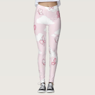 Cute Pink Butterfly Pastel Pattern Women's Yoga Leggings