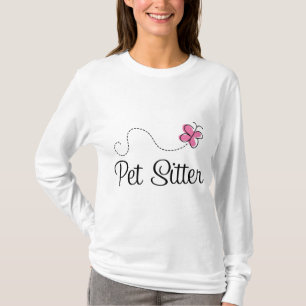 Cute Pink Butterfly Pet Sitter T-Shirt