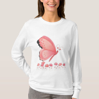 Cute Pink Butterfly Print Sweatshirt T-Shirt