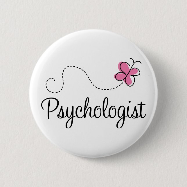 Cute Pink Butterfly Psychologist Button (Front)