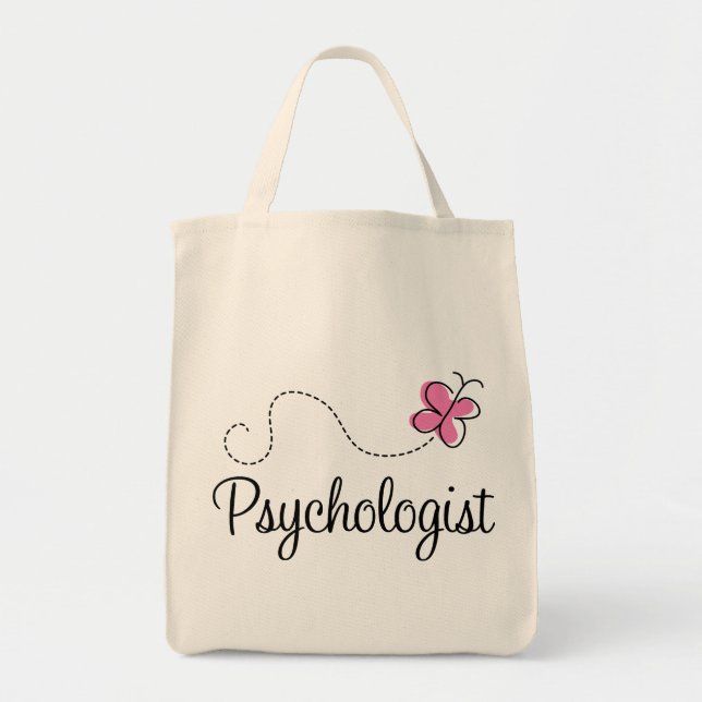 Cute Pink Butterfly Psychologist Tote Bag (Front)