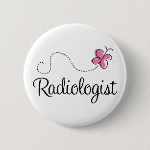 Cute Pink Butterfly Radiologist Pinback Button