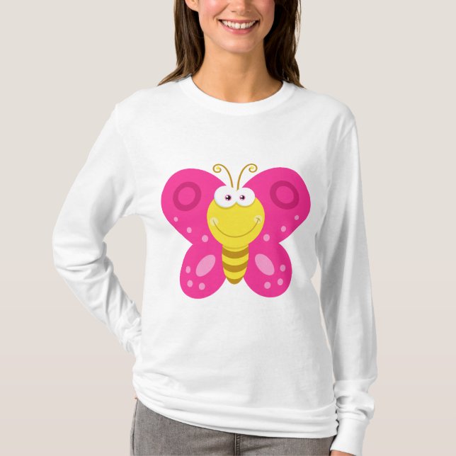 Cute Pink Butterfly T-Shirt (Front)