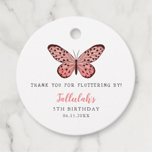 Cute Pink Butterfly Theme Birthday Party Favor Tags